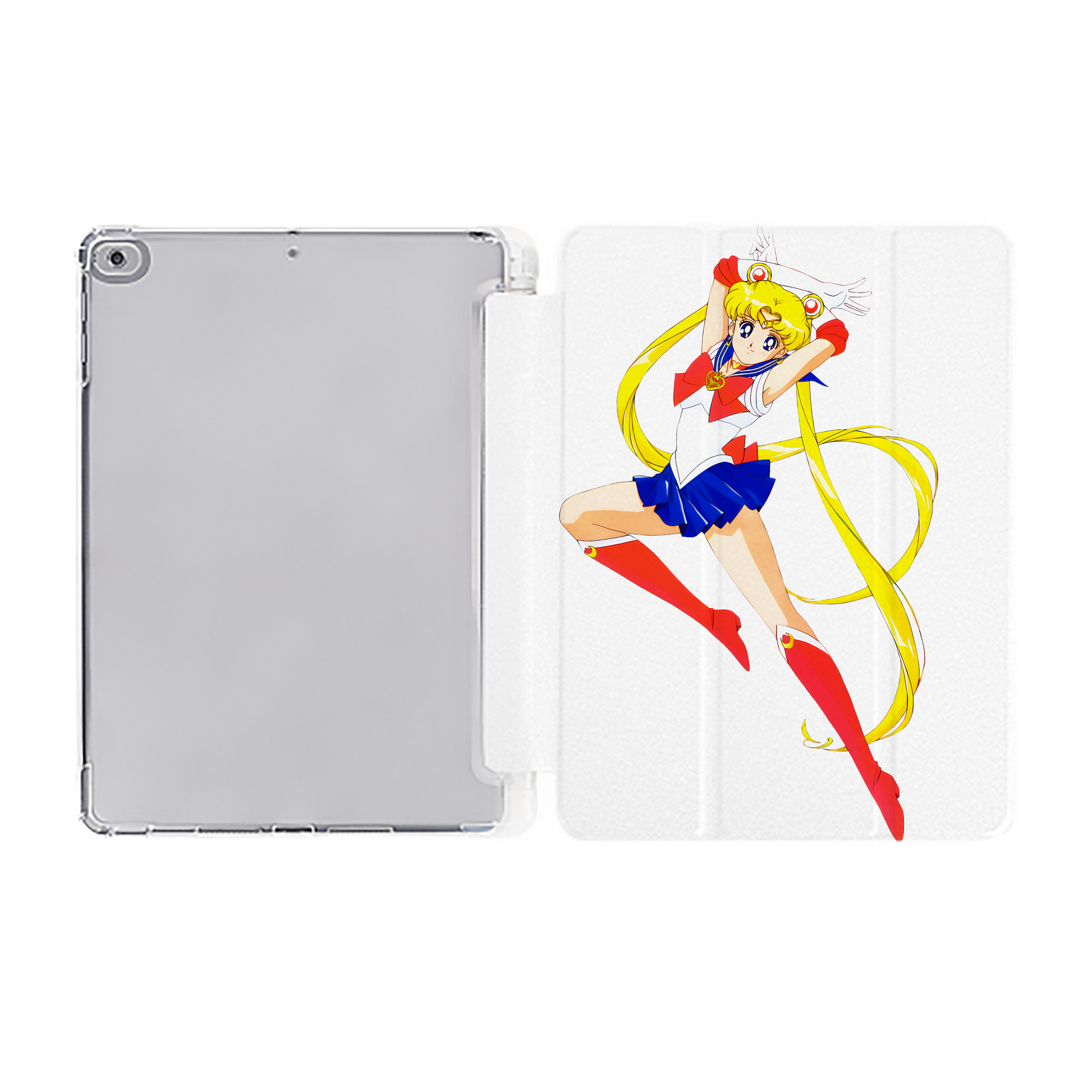 （画像用） 美少女戦士セーラームーン 月野 うさぎ つきの うさぎ Sailor Moon Tsukino Usagi IPad ケース ペン収納付き 三つ折りスタンド PUレザー×シリコン 対応機種9.5/10.5/10.9インチ